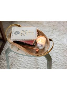 The Pitara Project - Tray Wooden Metal Handle Wave