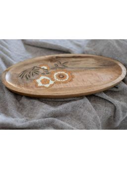 The Pitara Project - Wooden Platter Handpainted Floral Oval