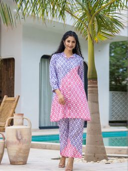 Yufta - Multi-Color Color Blocking Co-Ord (Set of 2)
