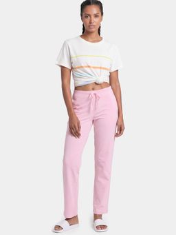Enamor - Women Mid Rise Regular Length Drawstring Pink Pant