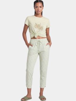 Enamor - Women Mid Rise 7/8 Length Drawstring Closure Green Pant