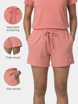 Enamor - Drawstring Mid Rise Mid Thigh Cotton Basic Shorts