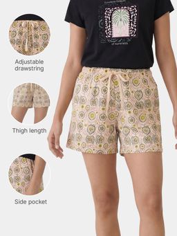 Enamor - Drawstring Mid Rise Mid Thigh Cotton Basic Shorts
