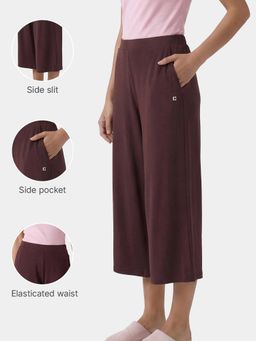 Enamor - Mid Rise Crop length Slip Brown Culottes