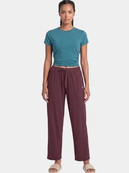 Enamor - Mid Rise Regular Length Drawstring Closure Brown Pant
