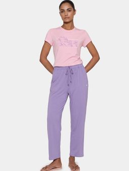 Enamor - Mid Rise Regular Length Drawstring Closure Purple Pant