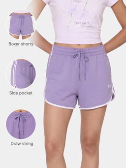 Enamor - Mid Rise Mid Thigh Length Boxer Purple Shorts