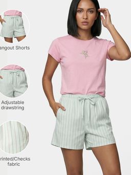 Enamor - Women Mid Rise Drawstring Mid Thigh Length Hangout Shorts