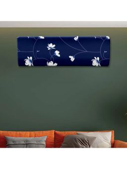 Kuber Industries - AC Cover Attractive Floral Print 1.5 Ton All Weather Friendly Stretchable Navy Blue