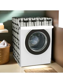 Kuber Industries - Bada Check Front Load Washing Machine Cover Grey