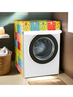 Kuber Industries - Check Flower Front Load Washing Machine Cover Multicolor