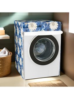 Kuber Industries - White Sunflower Front Load Washing Machine Cover Blue