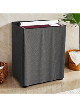 Kuber Industries - Mini Check Semi-Automatic Washing Machine Cover Grey