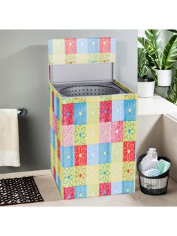 Kuber Industries - Check Flower Top Load Fully-Automatic Washing Machine Cover Multicolor