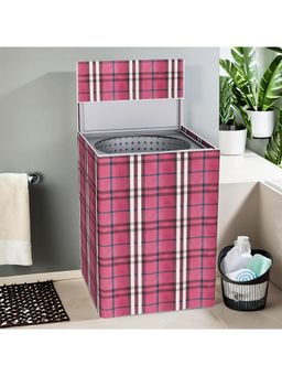 Kuber Industries - Bada Check Top Load Fully-Automatic Washing Machine Cover Red