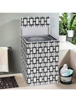 Kuber Industries - Bada Check Top Load Fully-Automatic Washing Machine Cover Grey