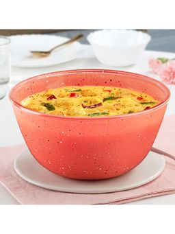 Borosil - 2 L Kube Pink Serving & Mixing Bowl, Made in India Borosilicate Glass Bowl