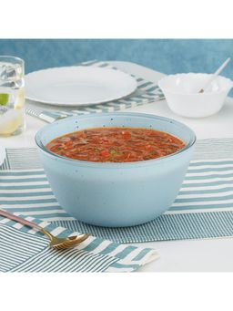 Borosil - 1.5 L Blue Serving & Mixing Bowl, Made in India Borosilicate Glass Bowl