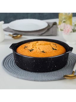 Borosil - 1.2 L Pebble Black Borosilicate Glass Round Shape Cake Dish with Handle