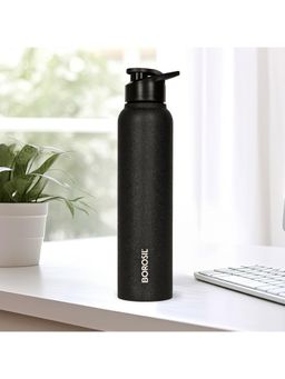 Borosil - 1 L Cosmo Black Bottle, ISI Certified Made in India Single Wall