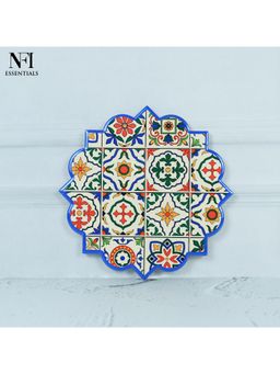 NFI Essentials - Moroccan Star Shape Table Trivet Coaster with Cork Base for Hot Dishes