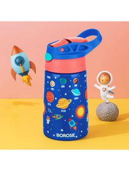 Borosil - 330ml Space Design Kids Bottle, 8 Hrs Hot & Cold Double Wall Vacuum Insulated Flask