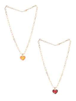 EL REGALO - Necklace for Kids Girls Brown and Orange (Set of 2)