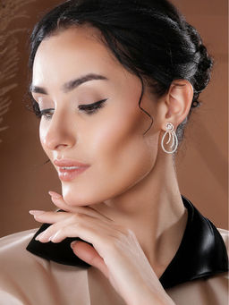 Saraf RS Jewellery - Gold Plated Ad Studded Pear Shaped Drop Earrings