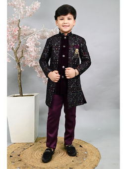 Ahhaaaa - Heritage Charm Sequin-Embellished Velvet Sherwani for Boys