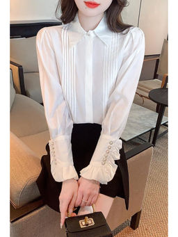 PARTIQ - White Solid Full Sleeves Shirt