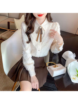 PARTIQ - White Textured Full Sleeves Shirt