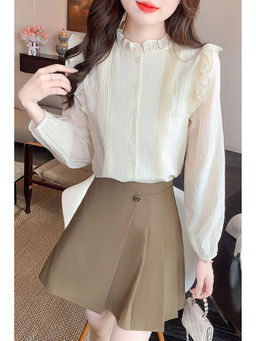 PARTIQ - White Solid Full Sleeves Shirt