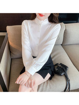 PARTIQ - White Solid Full Sleeves Shirt