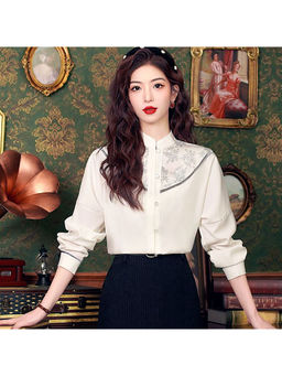 PARTIQ - White Solid Full Sleeves Shirt