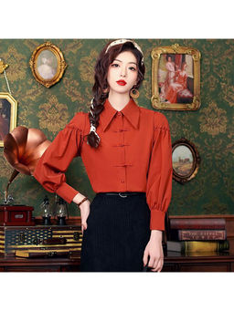 PARTIQ - Red Solid Full Sleeves Shirt