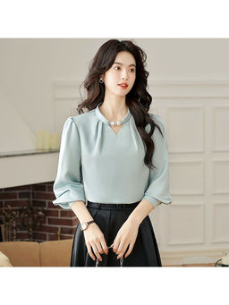 PARTIQ - Blue Solid Full Sleeves Top