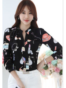 PARTIQ - Black Printed Full Sleeves Shirt