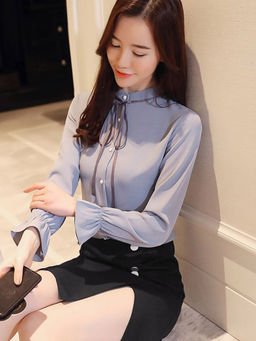 PARTIQ - Blue Solid Full Sleeves Shirt