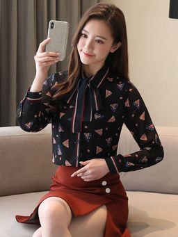 PARTIQ - Black Printed Full Sleeves Shirt