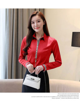 PARTIQ - Red Solid Full Sleeves Shirt