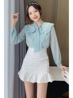 PARTIQ - Blue Solid Full Sleeves Top