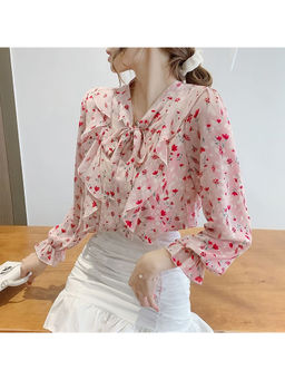 PARTIQ - Pink Floral Full Sleeves Top