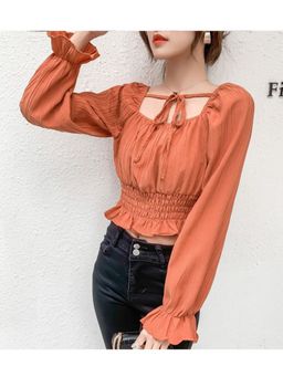 PARTIQ - Rust Solid Full Sleeves Top