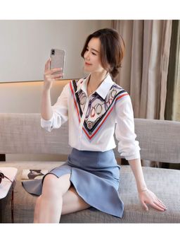 PARTIQ - White Printed Full Sleeves Shirt