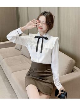 PARTIQ - White Solid Full Sleeves Shirt