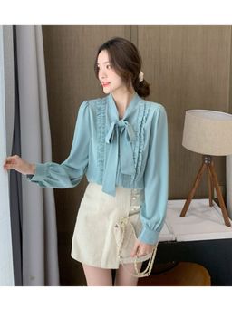 PARTIQ - Green Solid Full Sleeves Top