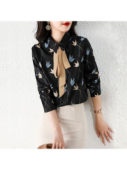 PARTIQ - Black Printed Full Sleeves Shirt