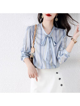 PARTIQ - Blue Printed Full Sleeves Shirt