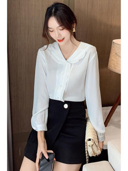 PARTIQ - White Solid Full Sleeves Shirt