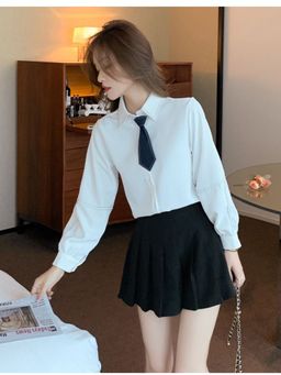 PARTIQ - White Solid Full Sleeves Shirt